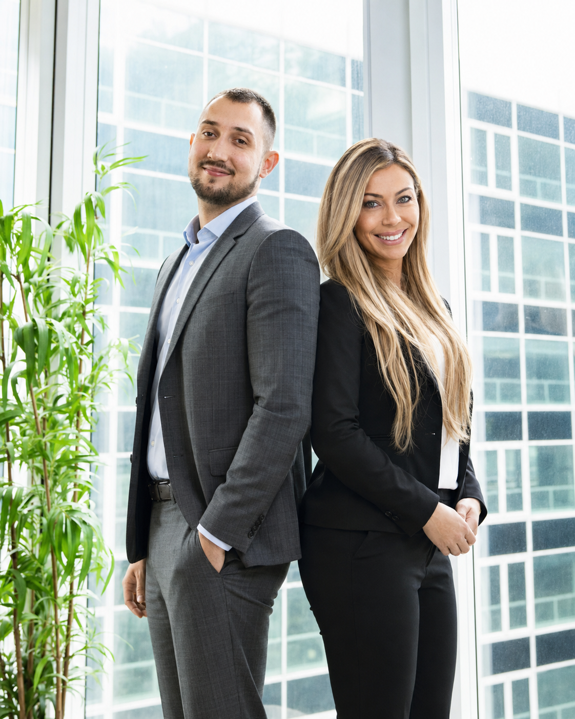 Maxime Visci et Sophie Martin, cofondateurs d'IT MATES, dos à dos dans les bureaux parisiens